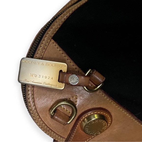 Vintage Dooney & Bourke Black Fabric and Natural/Tan Leather Satchel Handbag - Picture 5 of 16